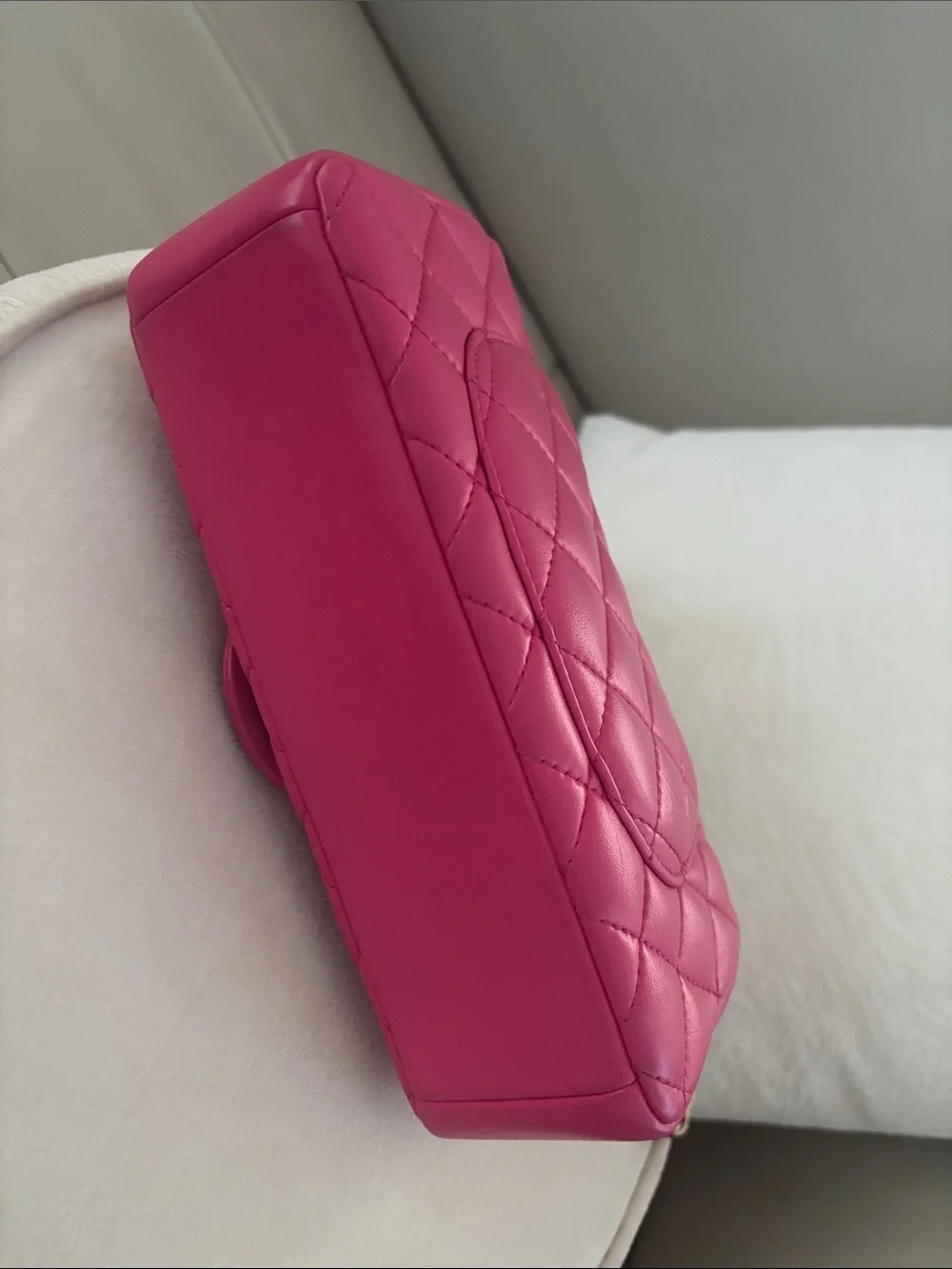 CHANEL Quilted Flap Shoulder Bag in Fuchsia